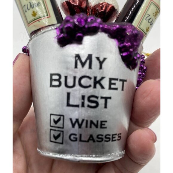 Kurt Adler “My Bucket List” Christmas Ornament Wine Lover Holiday Bar Decor - Picture 9 of 11